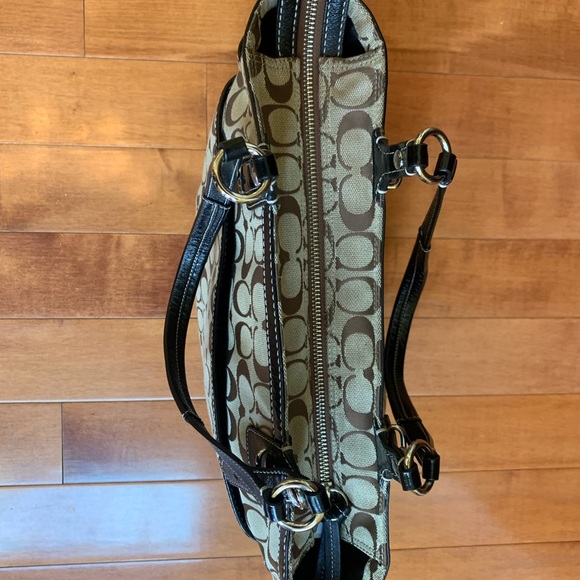 New Coach Signature Khaki Jacquard Tote Bag - Picture 6 of 9